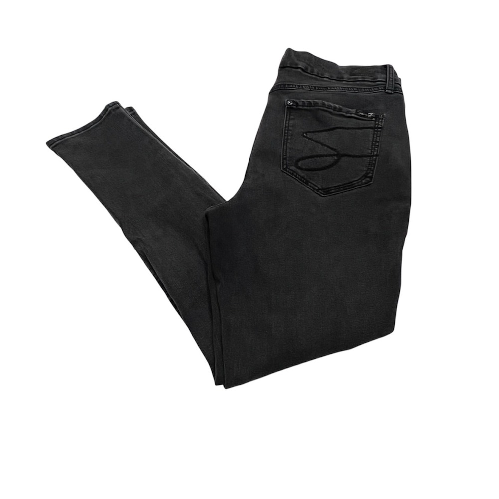Seven 7‎ Distressed Black Wash Denim Jeans Women Sz 14 Ripped Knee Casual Trendy
